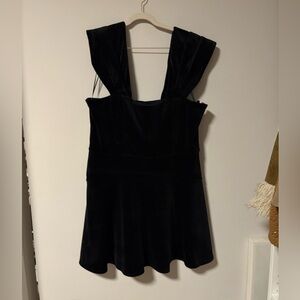 Express Off the Shoulder Black Velvet Dress XL EUC